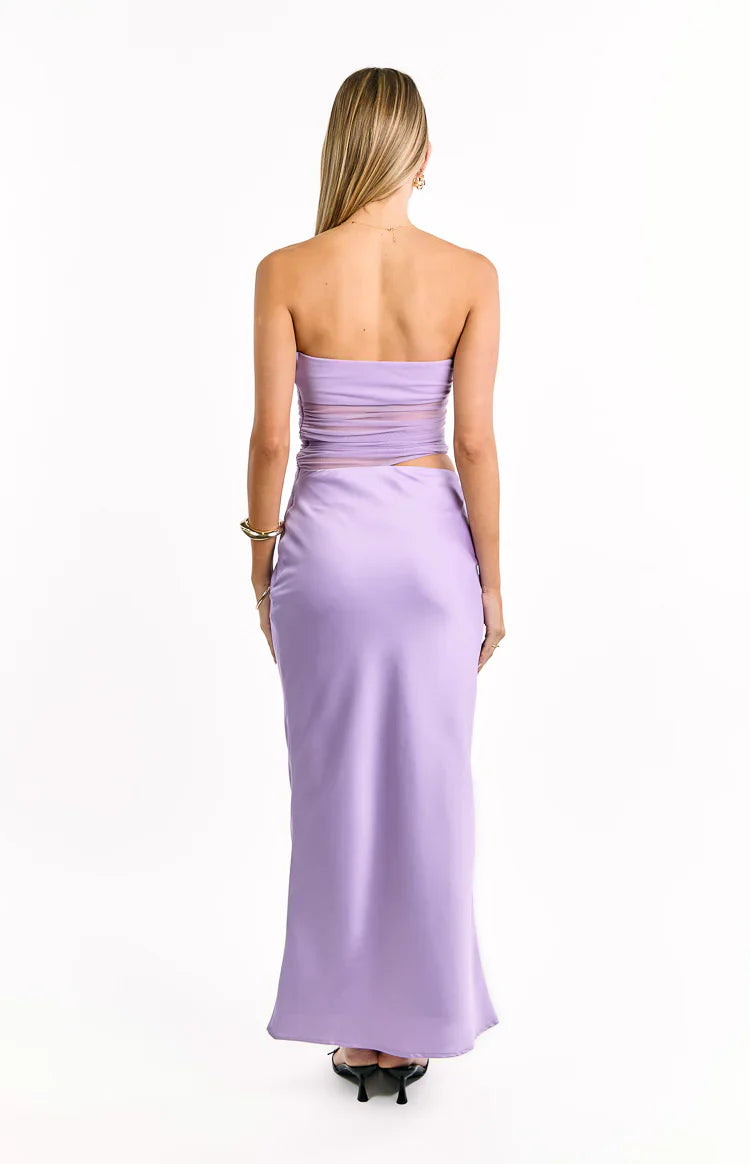 Elinor Satin Maxi Dress | Lilac
