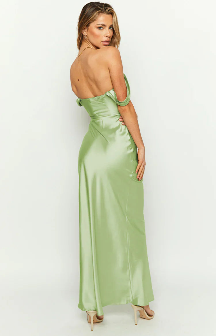 Ella Off Shoulder Formal Maxi Dress | Sage