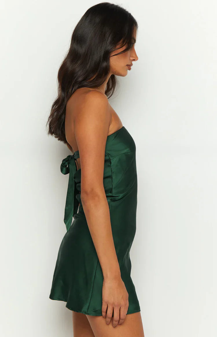 Ellie Strapless Mini Dress | Forest Green