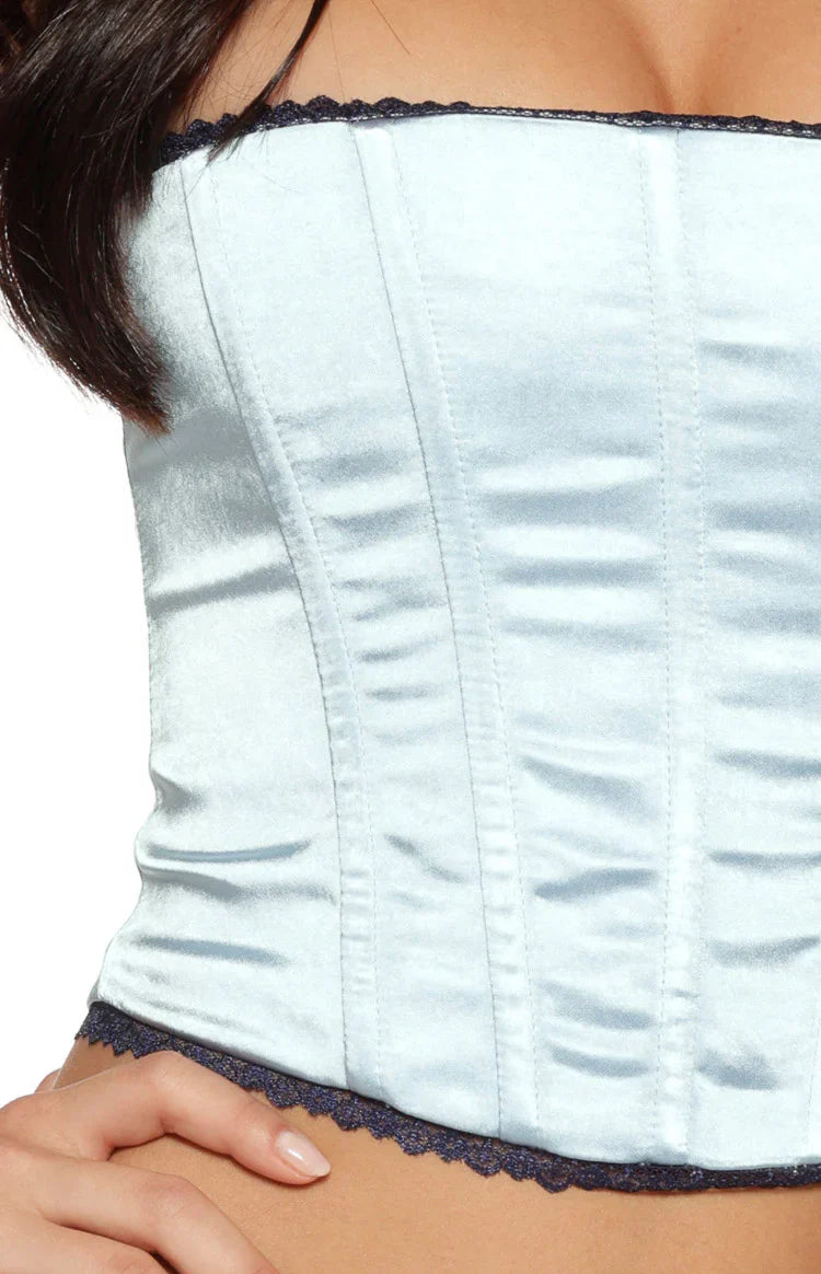 Elvi Satin Corset Top | Blue