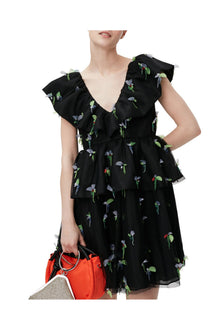 Embellished Mesh Mini Dress | Black
