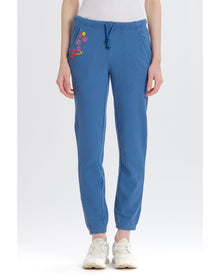 Embroidered Drawstring Sweatpant | Deep Blue
