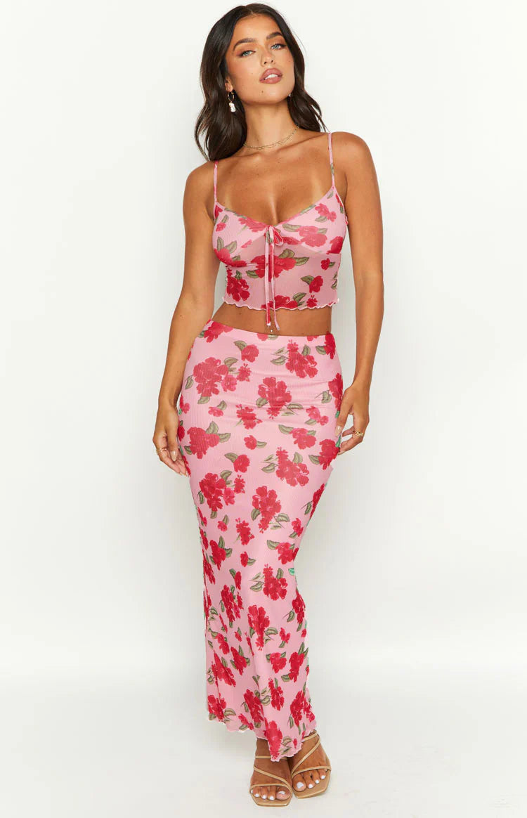 Emz Floral Mesh Cami | Pink