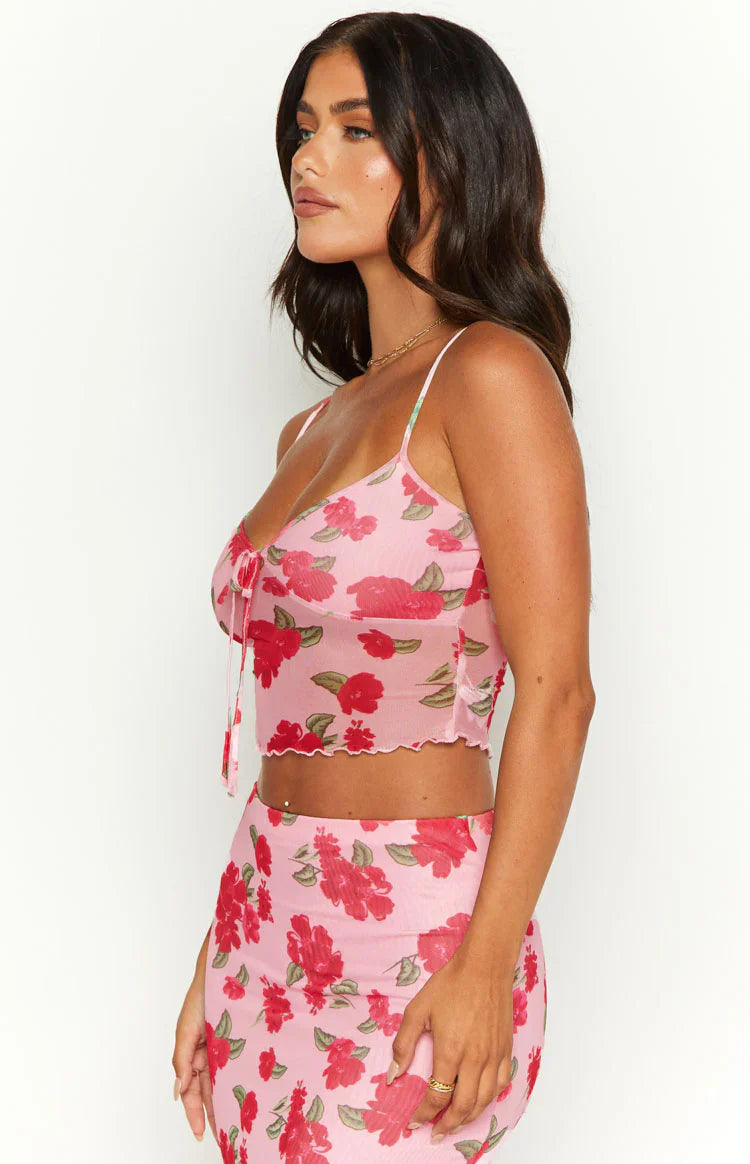 Emz Floral Mesh Cami | Pink