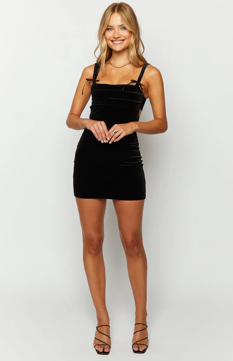 Erica Velvet Mini Dress | Black