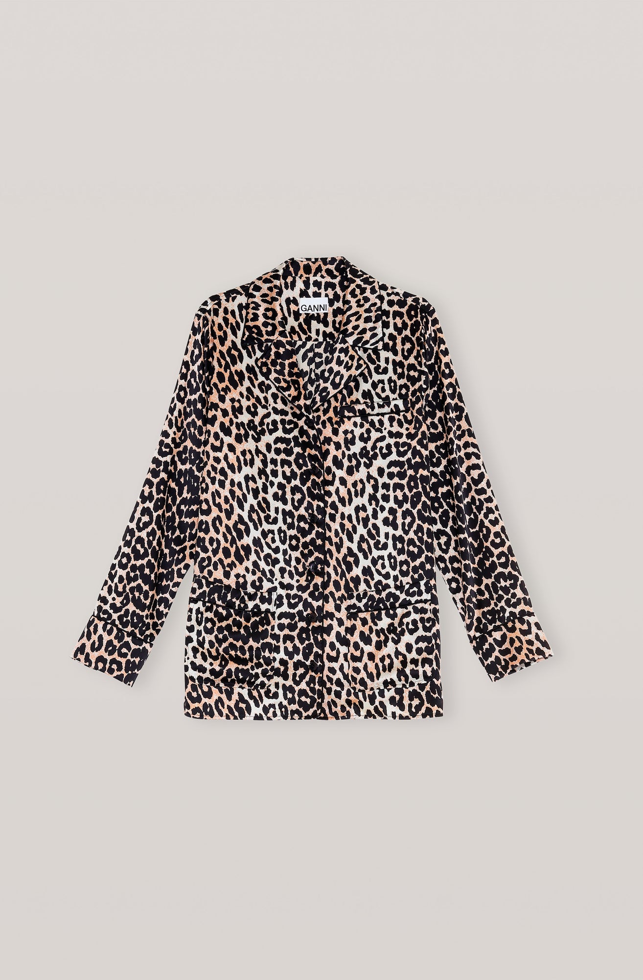 Silk Satin Shirt | Leopard