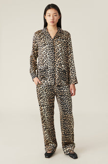 Silk Satin Shirt | Leopard