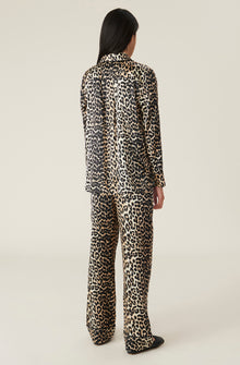 Silk Satin Shirt | Leopard