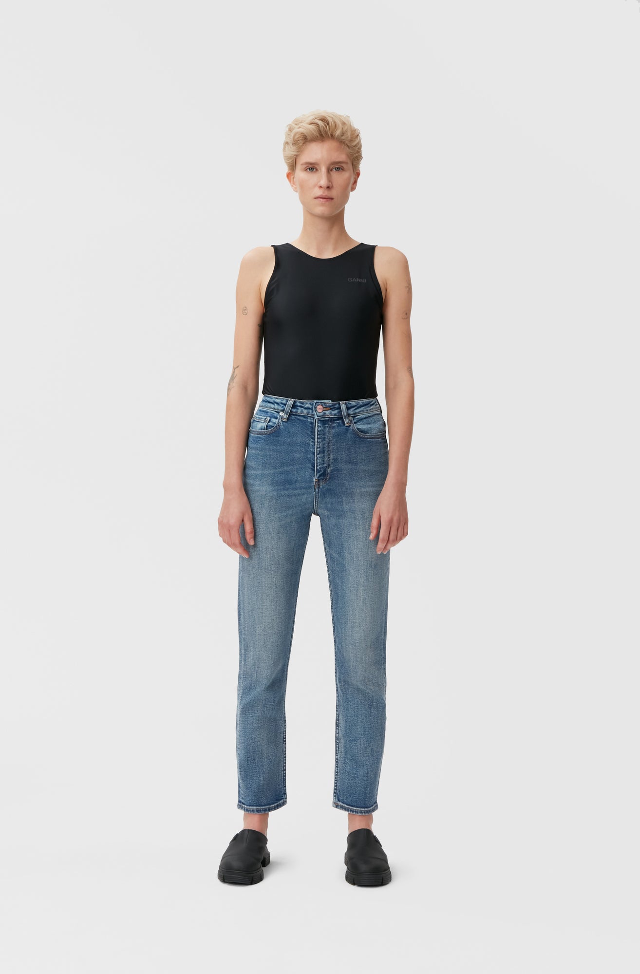 Cropped Slim-Leg Jeans | Mid Blue Vintage
