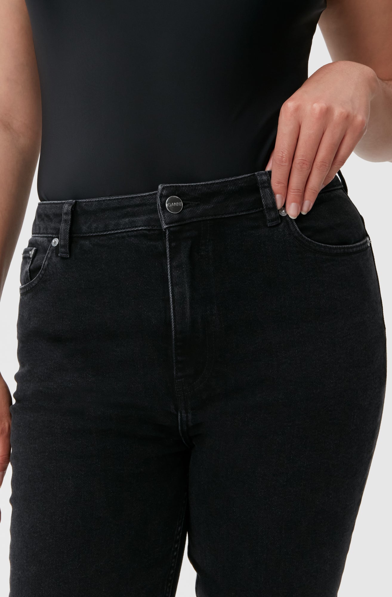 Cropped Jeans | Washed Black/Black