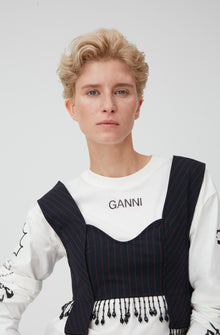 Stretch Stripe Beaded Fringes Panel Strap Top | Sky Captain