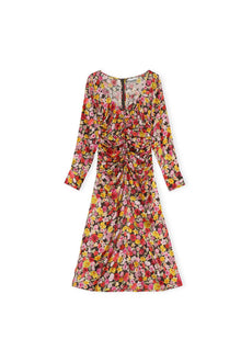Floral Silk Blend Gather Dress | Mole
