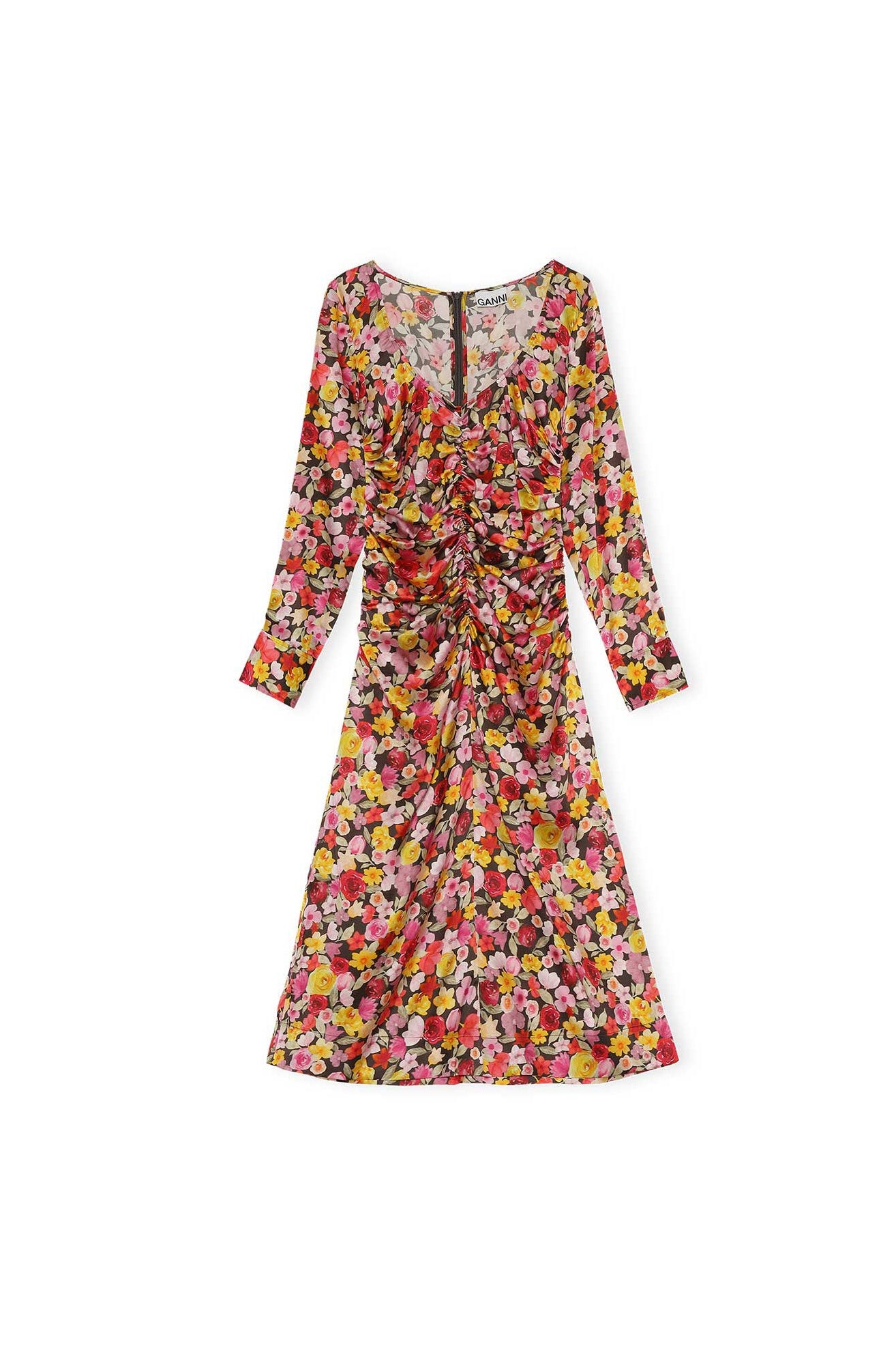 Floral Silk Blend Gather Dress | Mole