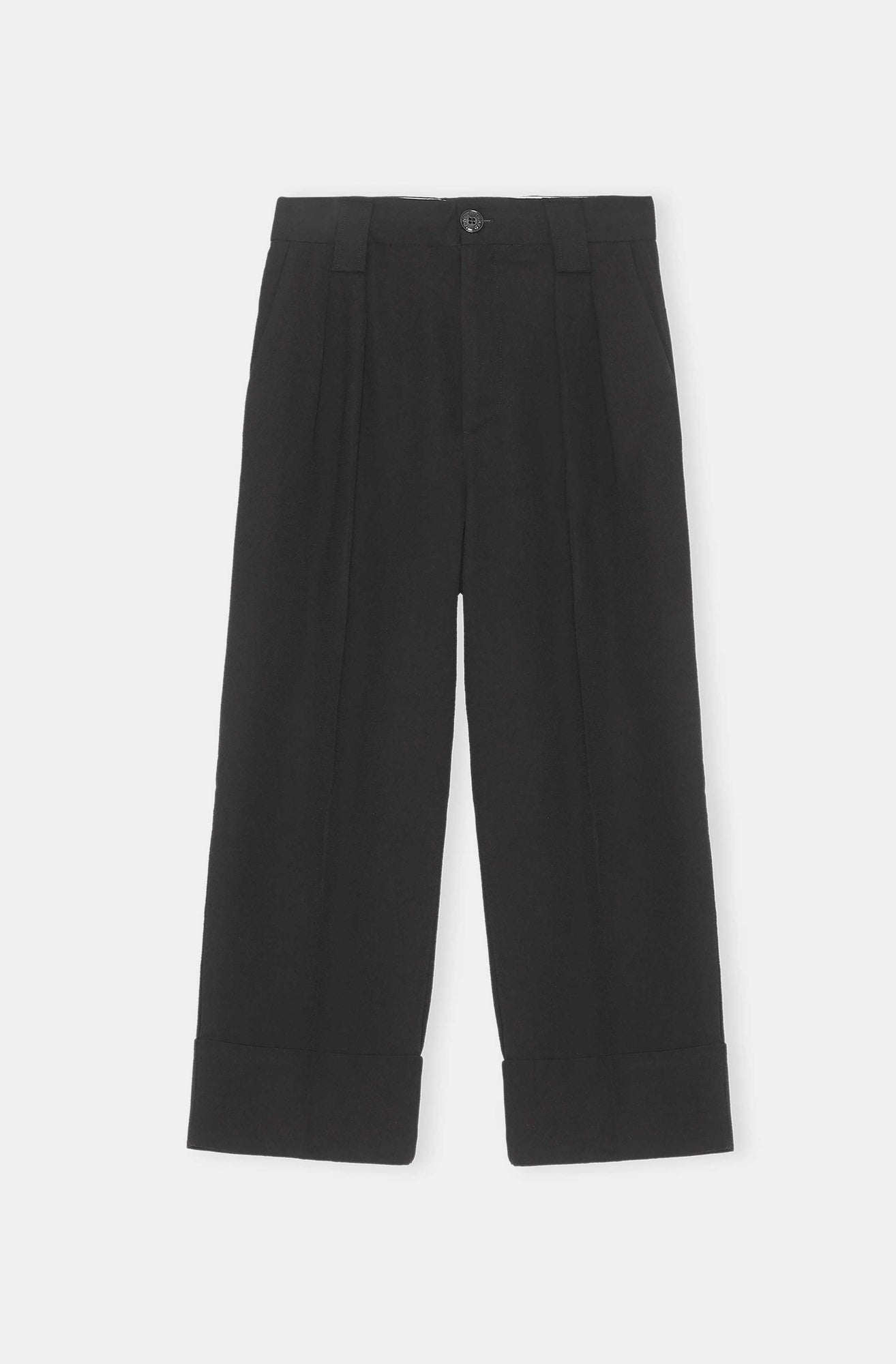 Cropped Pleated Trousers | Black