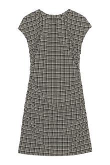 Stretch Seersucker Open Back Mini Dress | Mini Check Black