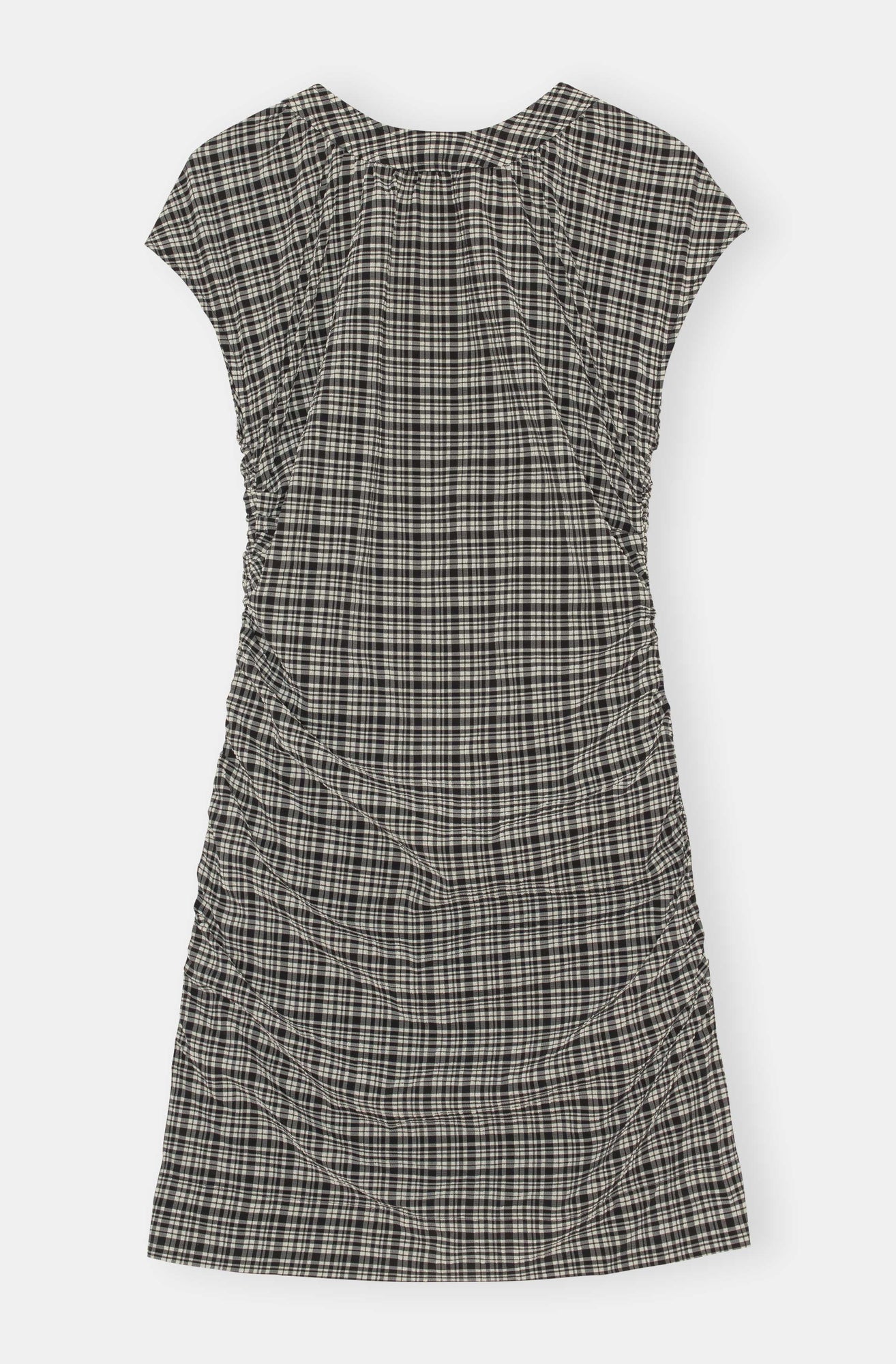 Stretch Seersucker Open Back Mini Dress | Mini Check Black