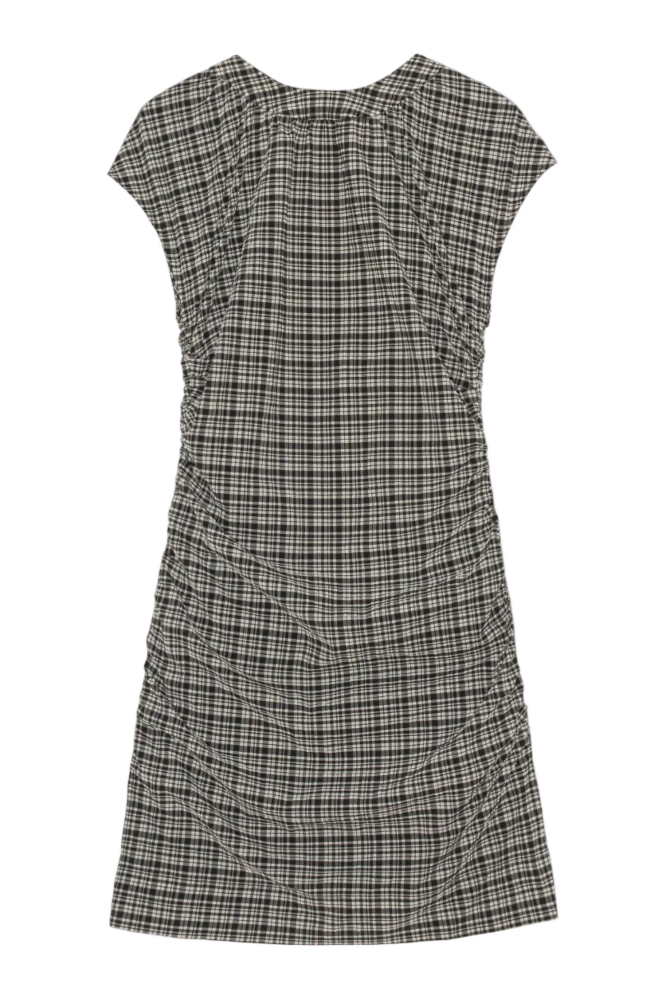 Stretch Seersucker Open Back Mini Dress | Mini Check Black