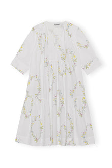 Knee-Length Poplin Dress | Floral Shape Bright White