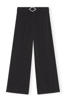 Wide Jacquard Trousers | Black
