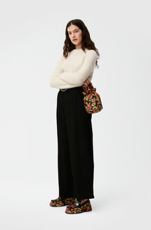 Wide Jacquard Trousers | Black