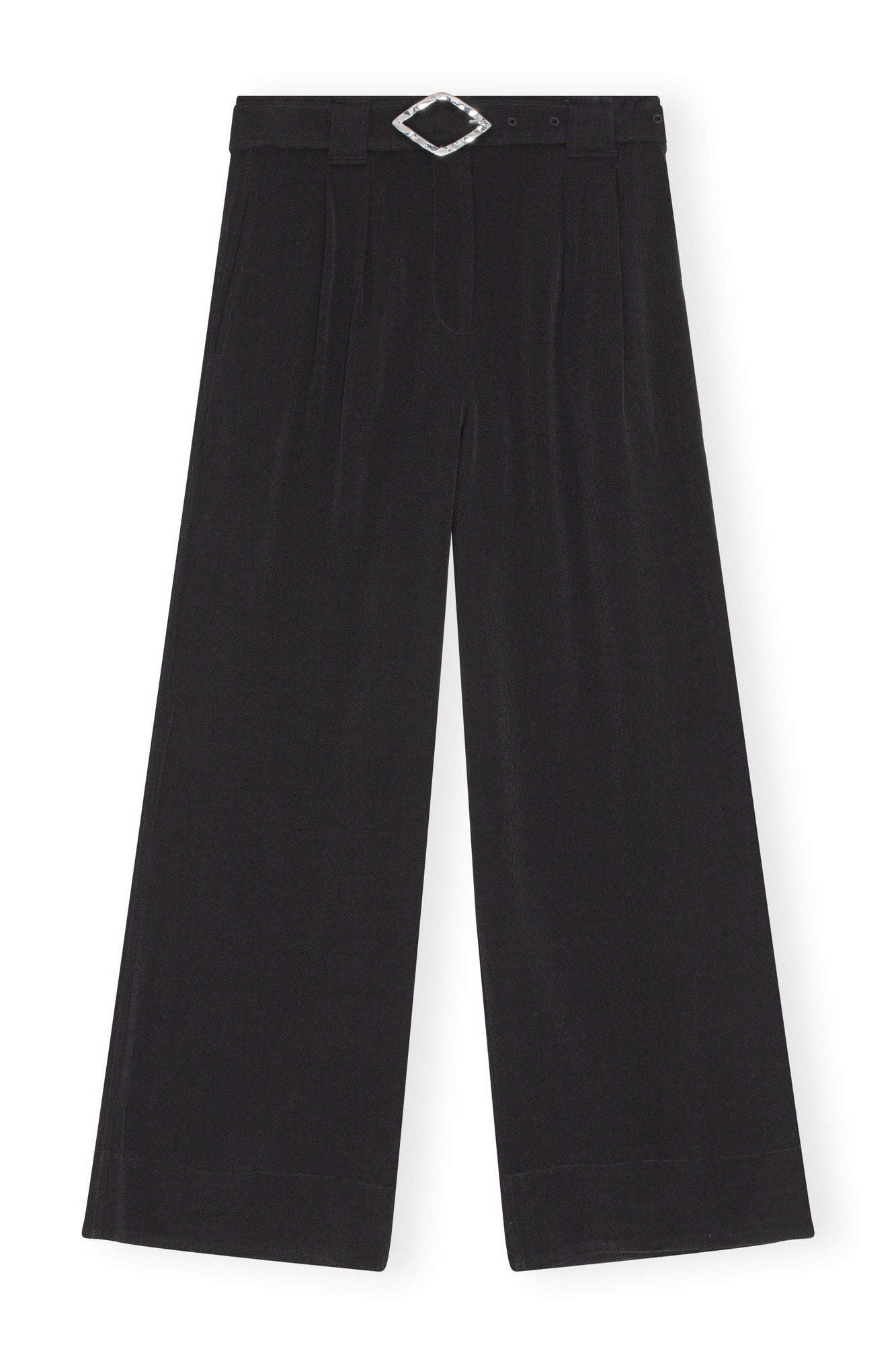 Wide Jacquard Trousers | Black