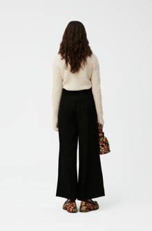 Wide Jacquard Trousers | Black