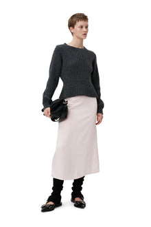 Satin Midi Skirt | Light Lilac