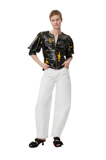 Sequins O-neck Blouse | Black