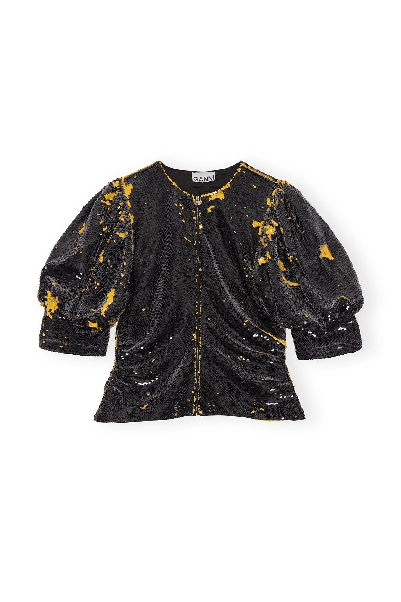 Sequins O-neck Blouse | Black