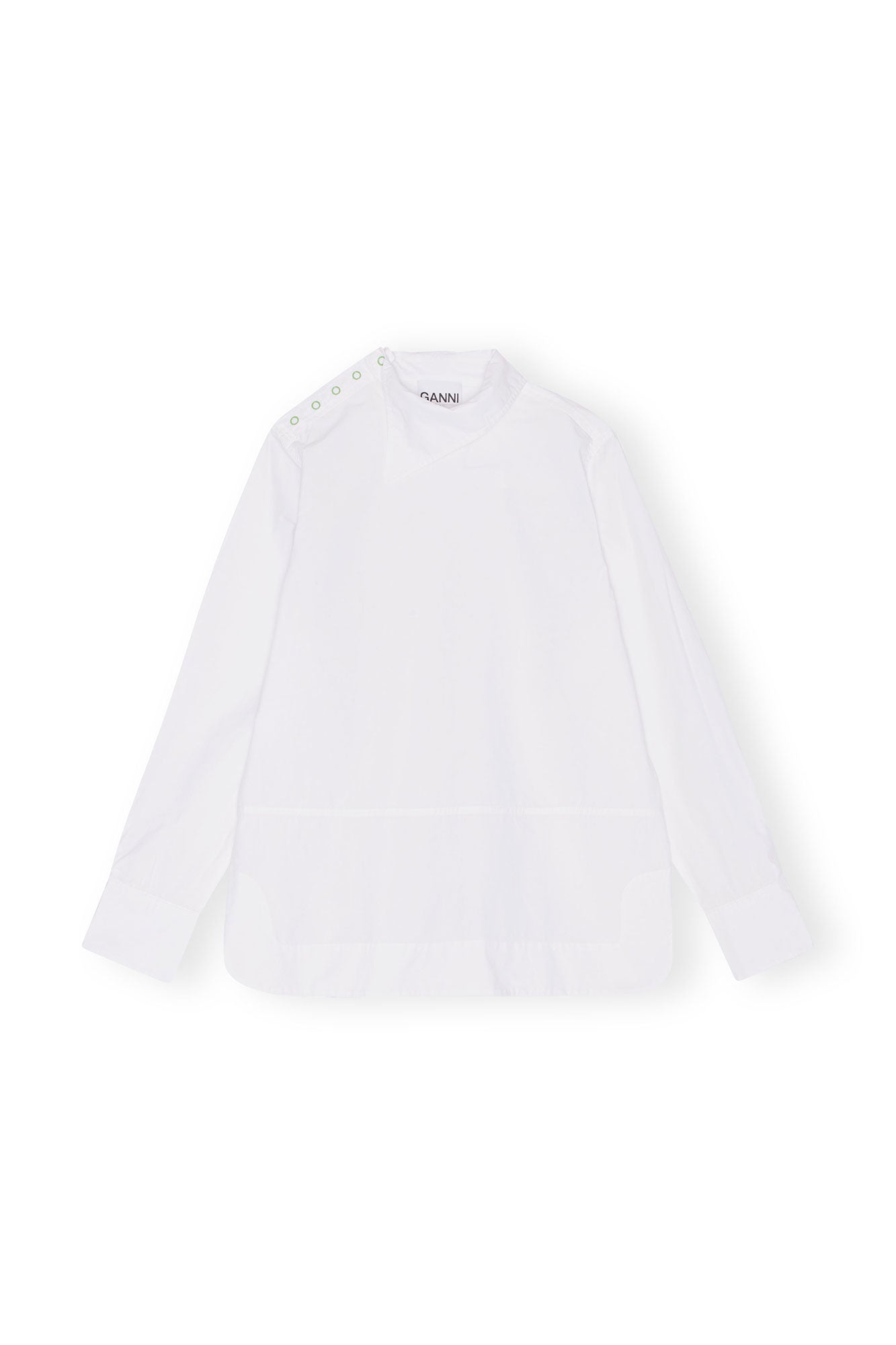 Cotton Poplin Asymmetrical Collar Shirt | Bright White
