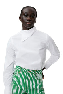 Cotton Poplin Asymmetrical Collar Shirt | Bright White