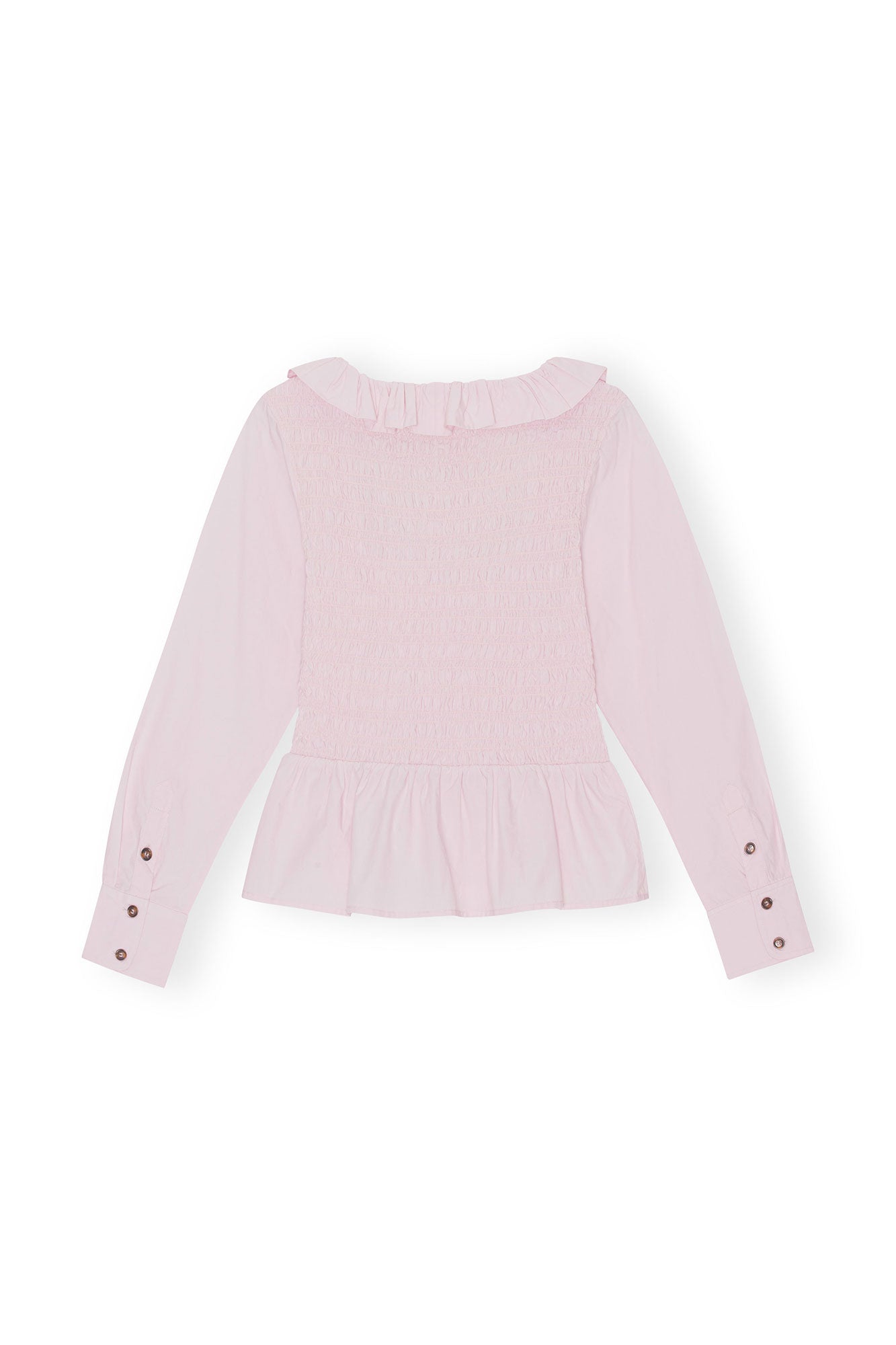 Cotton Poplin Open-neck Smock Blouse | Light Lilac