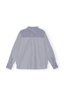 Asymmetrical Stripe Collar Shirt | Gray Blue