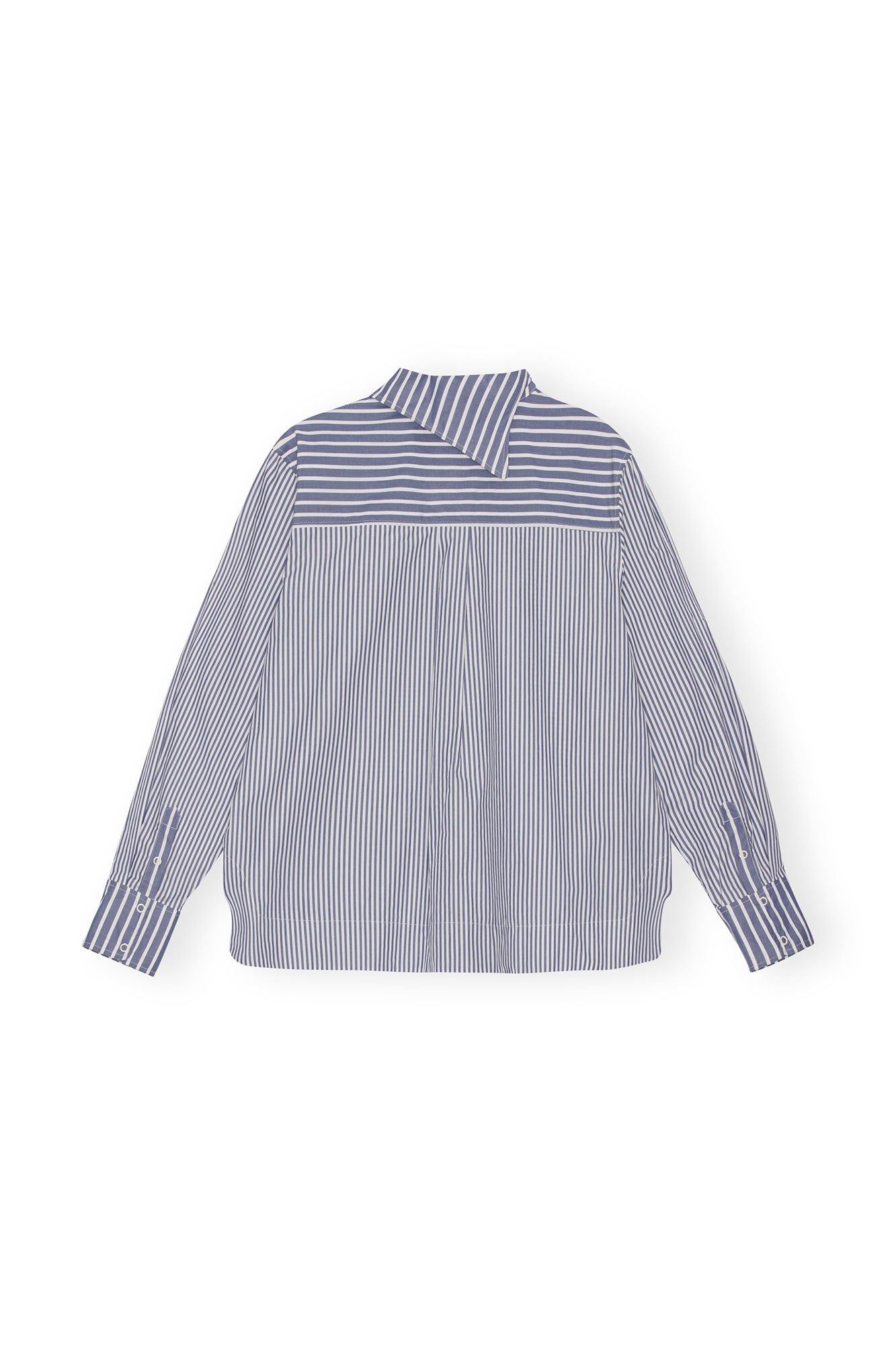 Asymmetrical Stripe Collar Shirt | Gray Blue