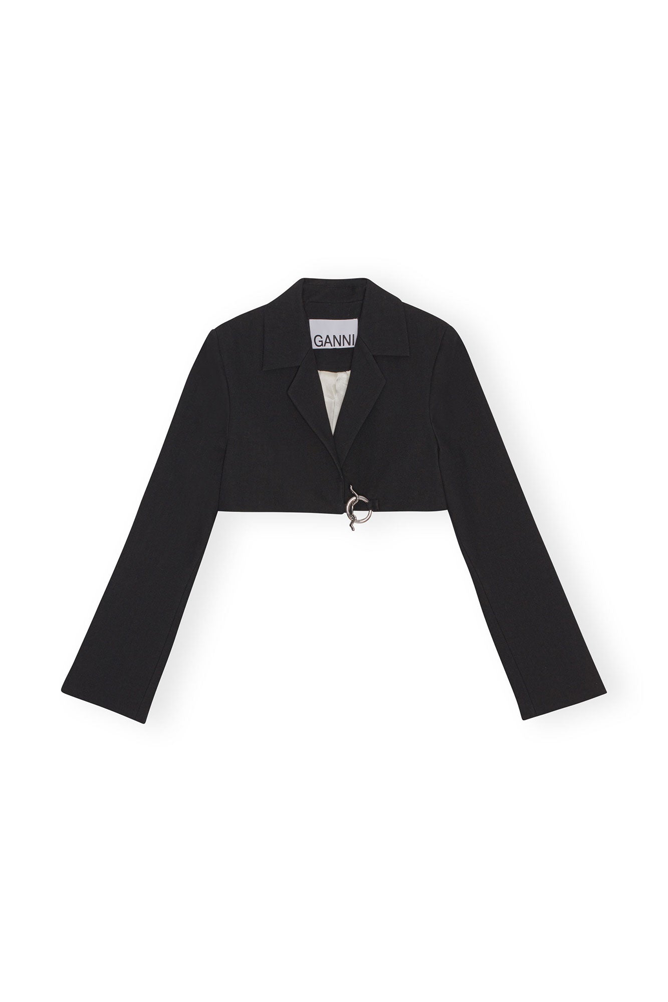 Cotton Suiting Cropped Blazer | Black