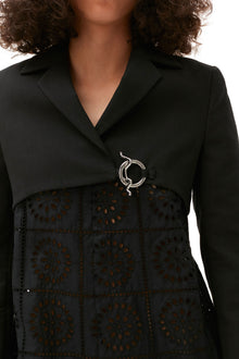 Cotton Suiting Cropped Blazer | Black