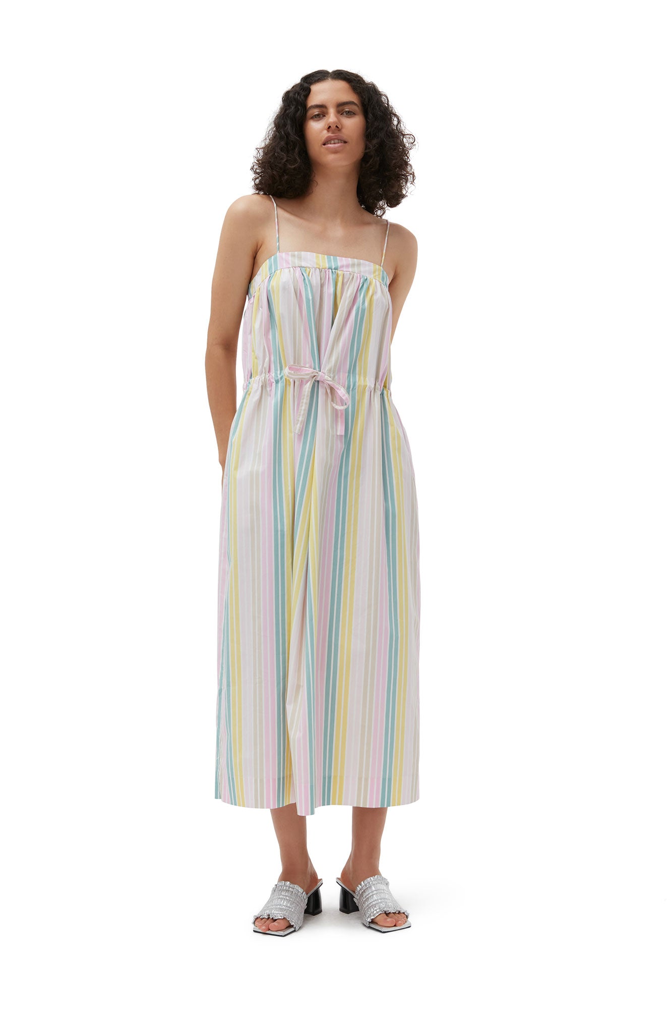 Stripe Cotton Maxi Strap Dress | Multicolor