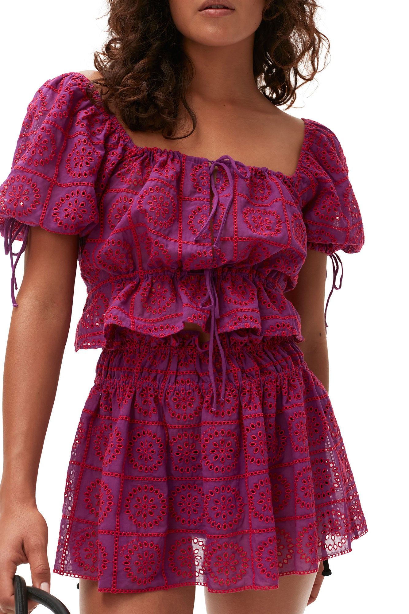 Broderie Anglaise Cropped Top | Sparkling Grape