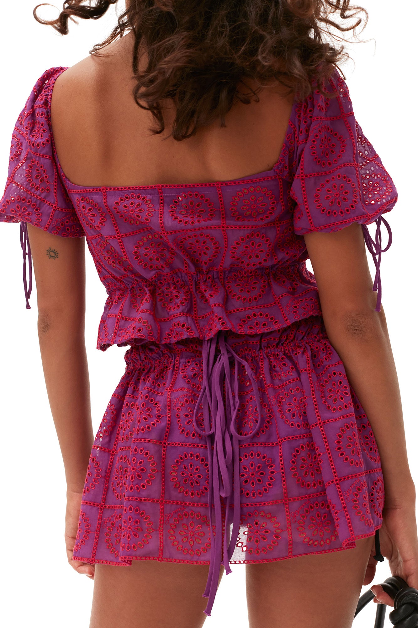 Broderie Anglaise Cropped Top | Sparkling Grape