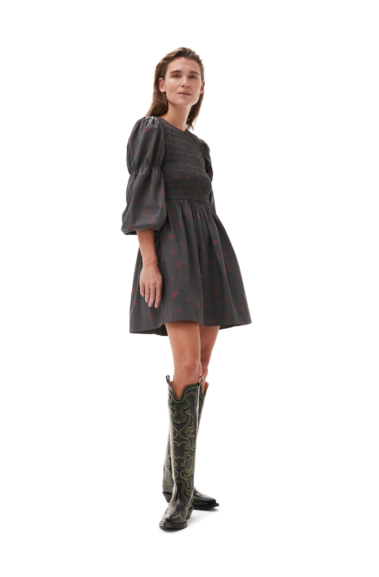 Bunny Print Dress | Volcanic Ash