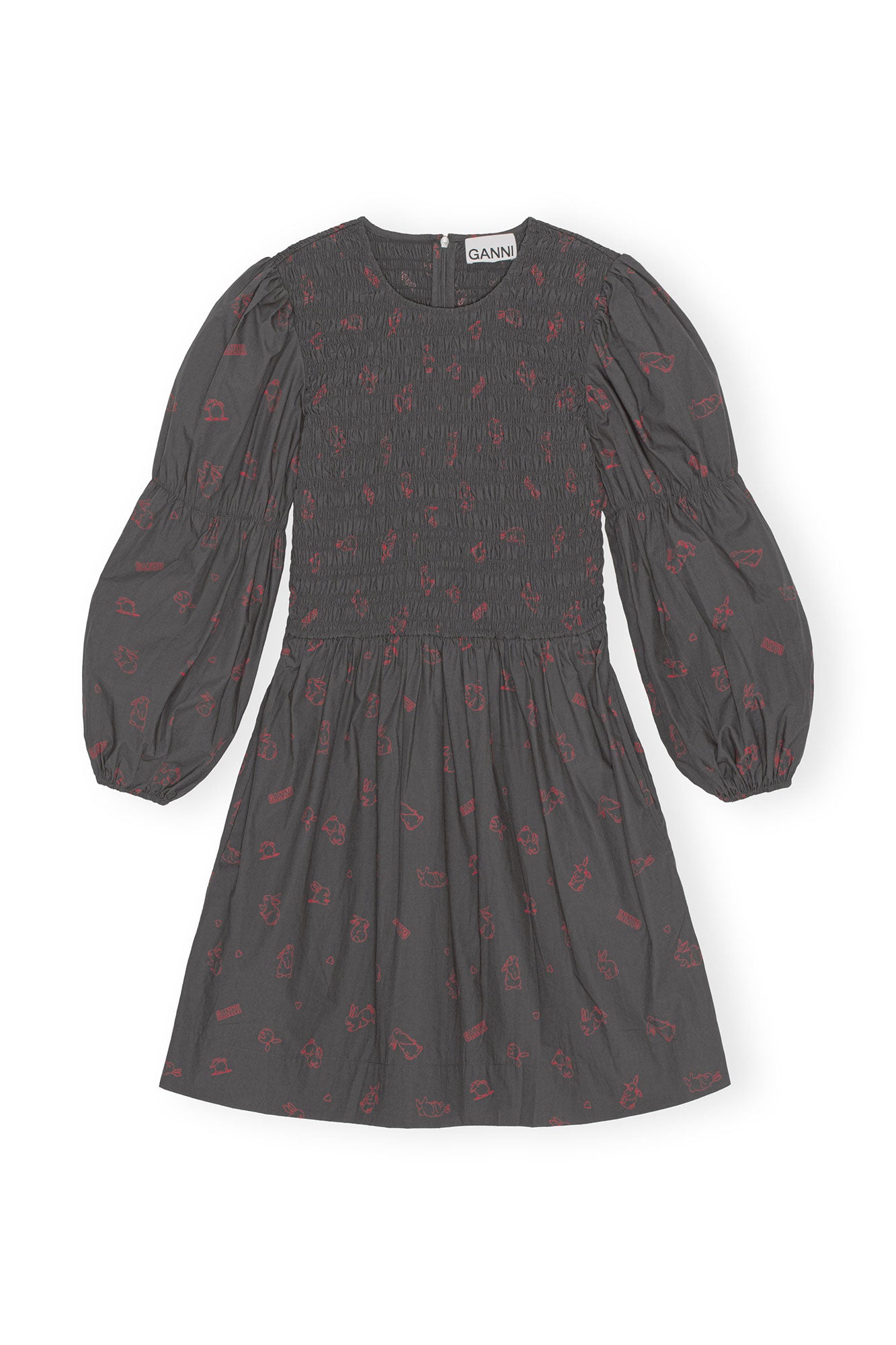 Bunny Print Dress | Volcanic Ash