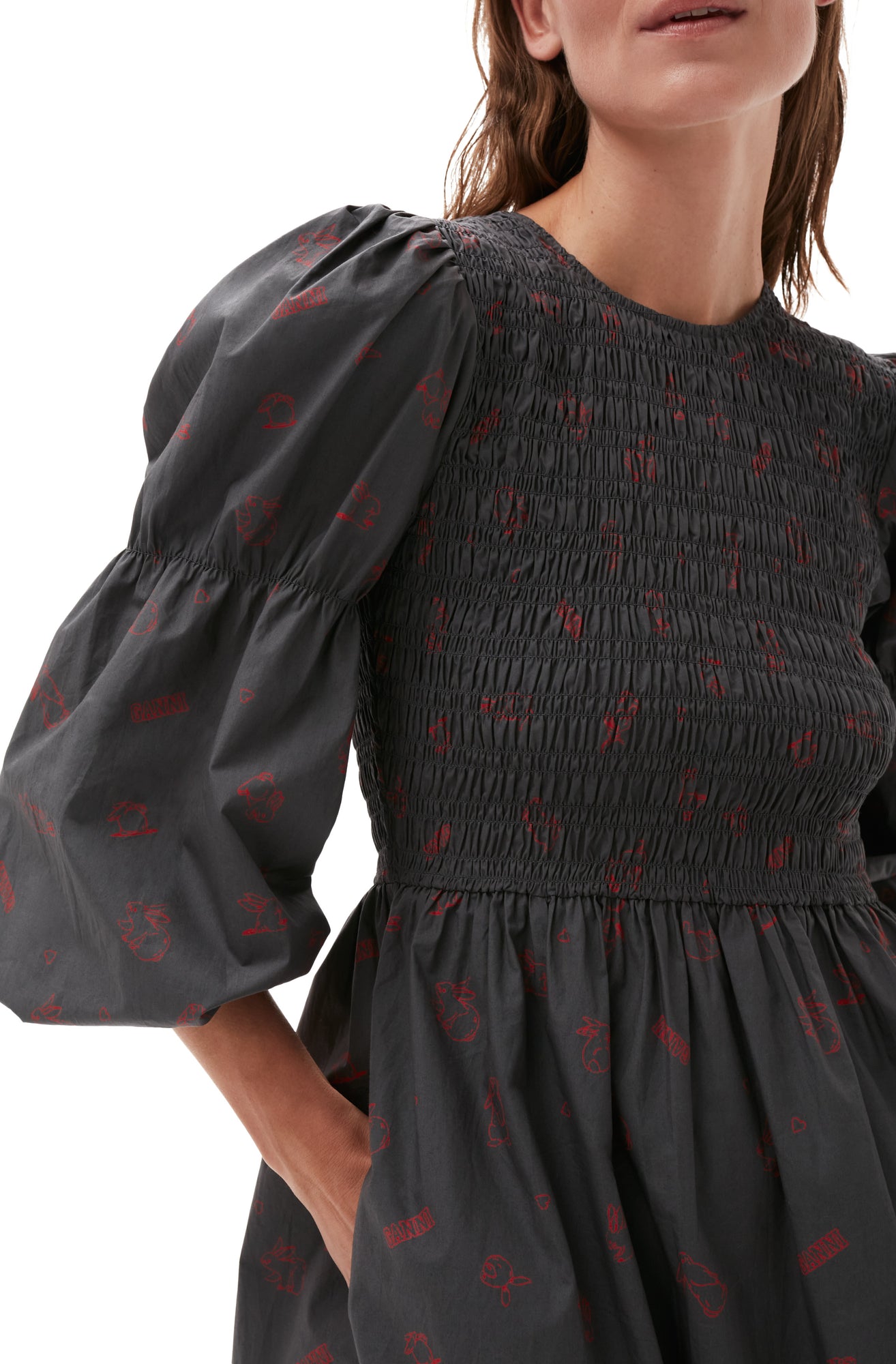 Bunny Print Dress | Volcanic Ash