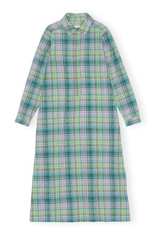 Seersucker Check Shirt Dress | Lagoon