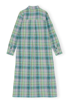 Seersucker Check Shirt Dress | Lagoon