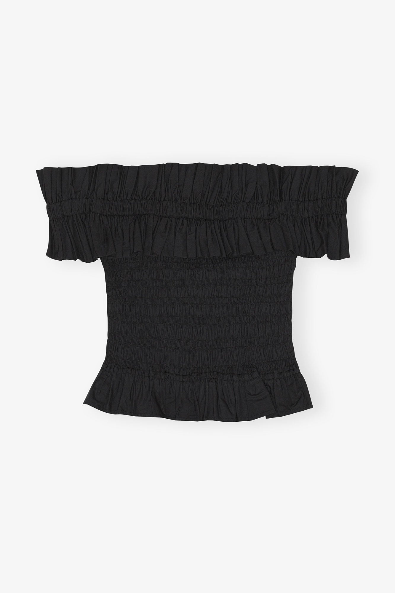 Cotton Poplin Off-shoulder Smock Top | Black