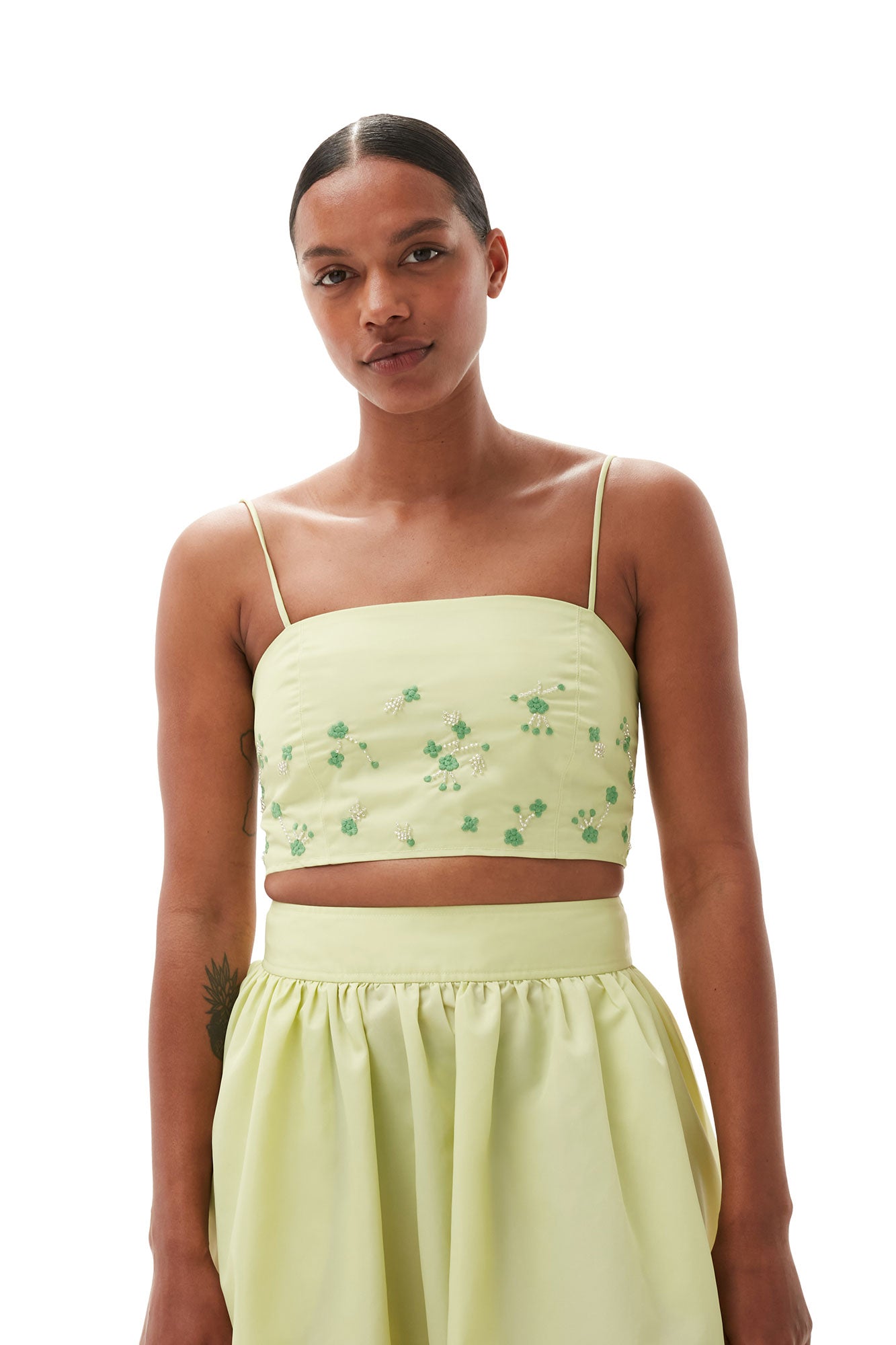 Beaded Nylon Top | Lily Green