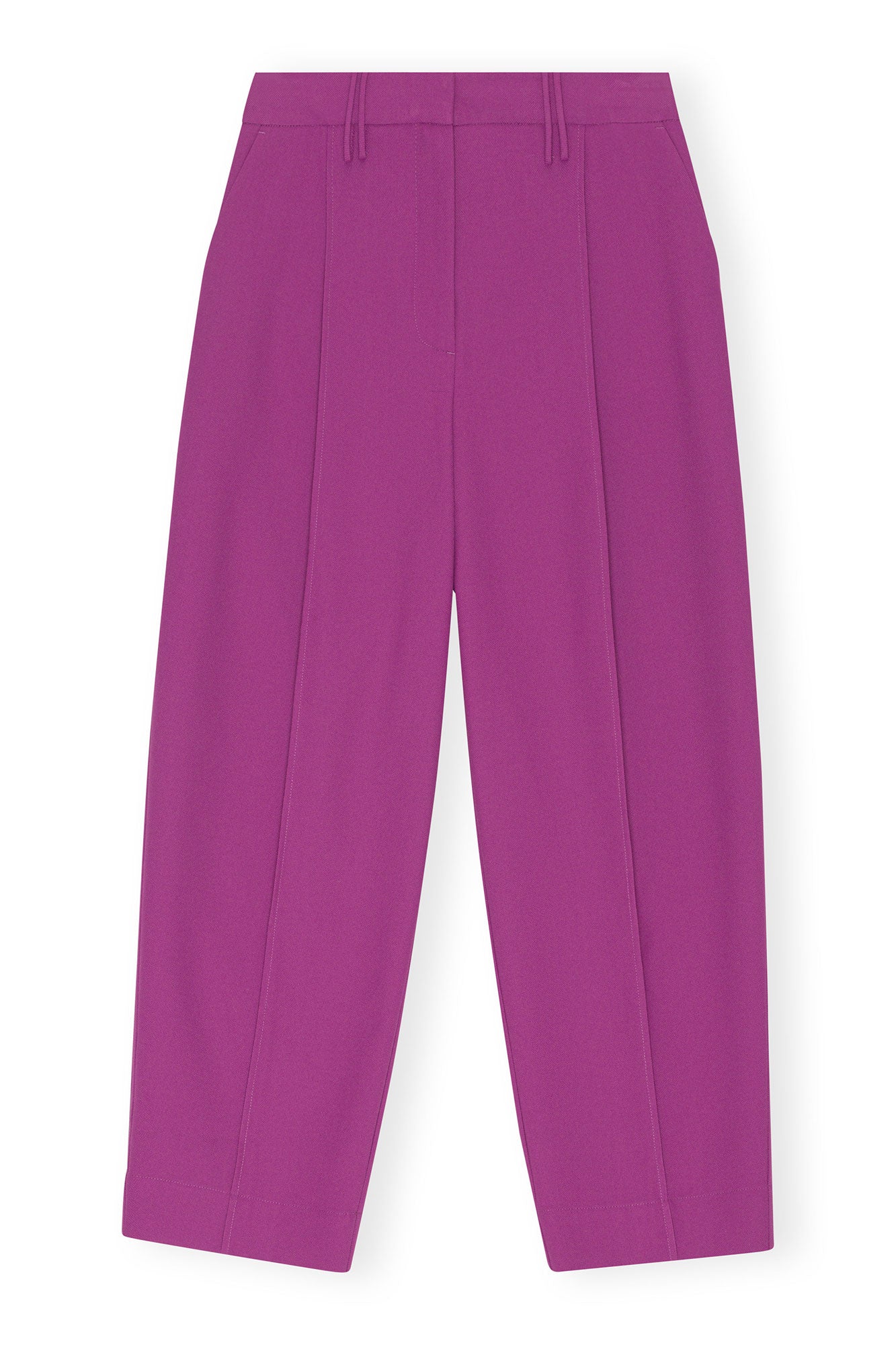 Summer Suiting Relaxed Pleated Trousers | Purple Wine