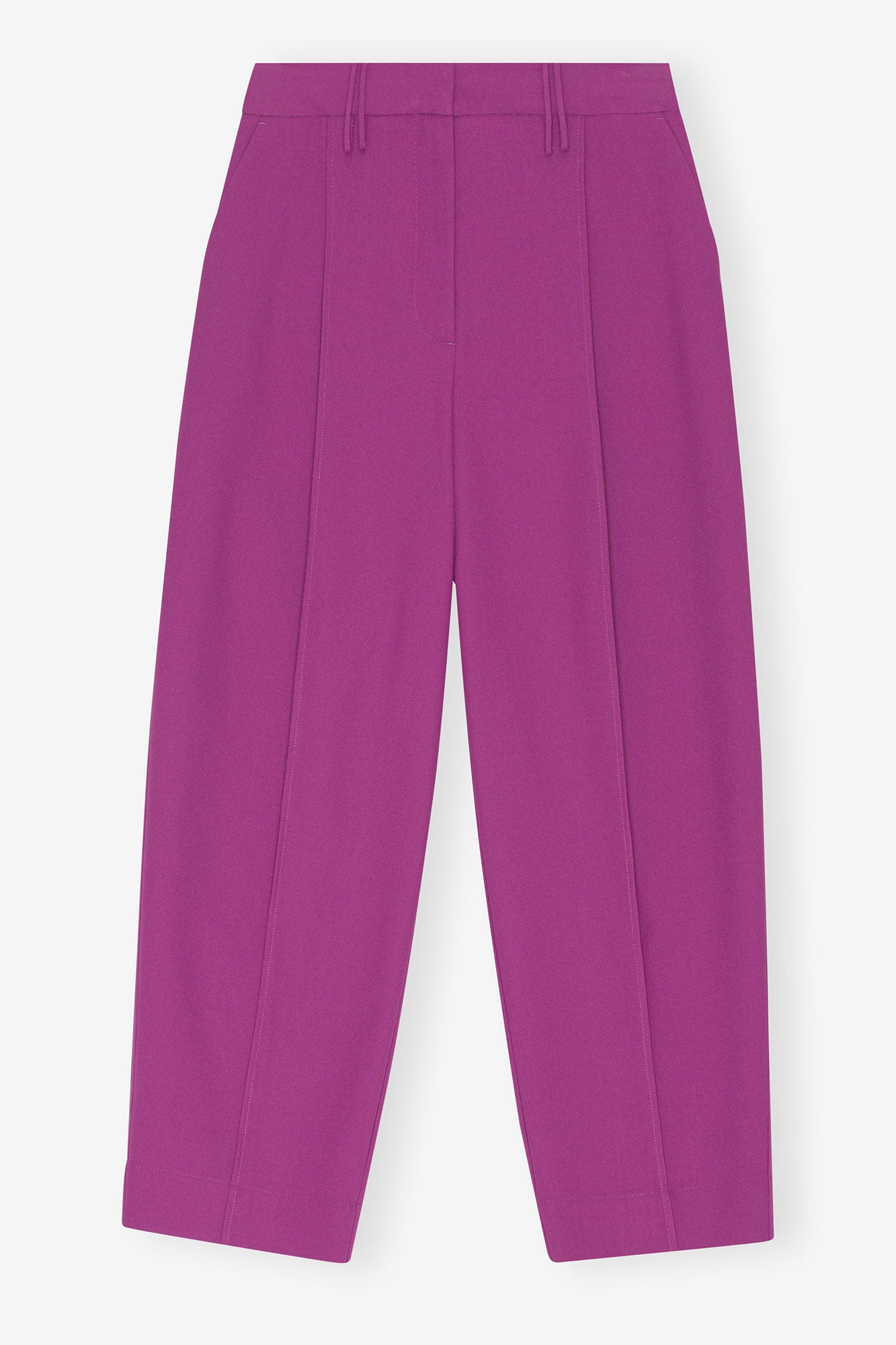 Summer Suiting Relaxed Pleated Trousers | Purple Wine