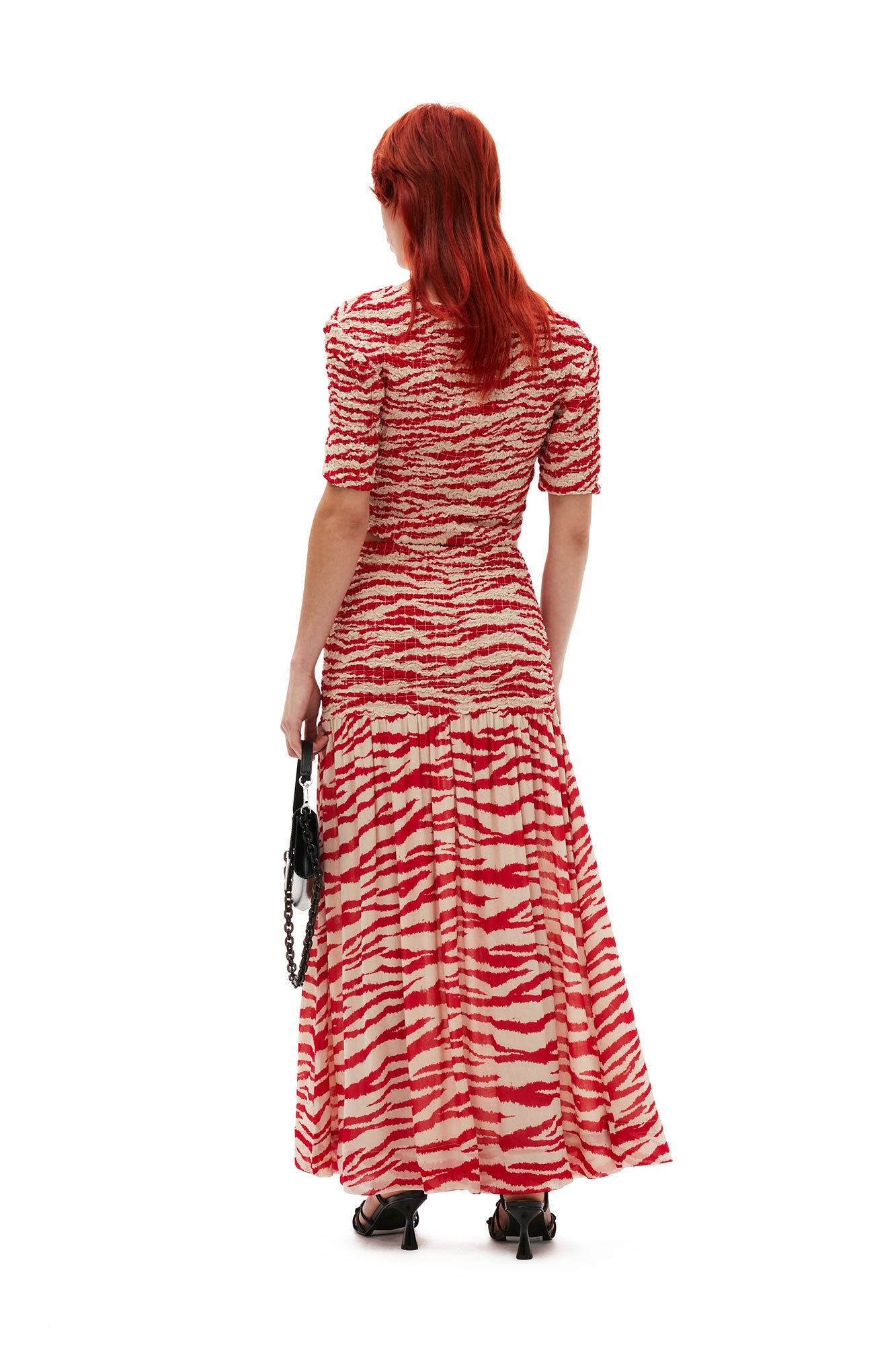 Printed Light Georgette Cropped Smock Blouse | Castle Wall