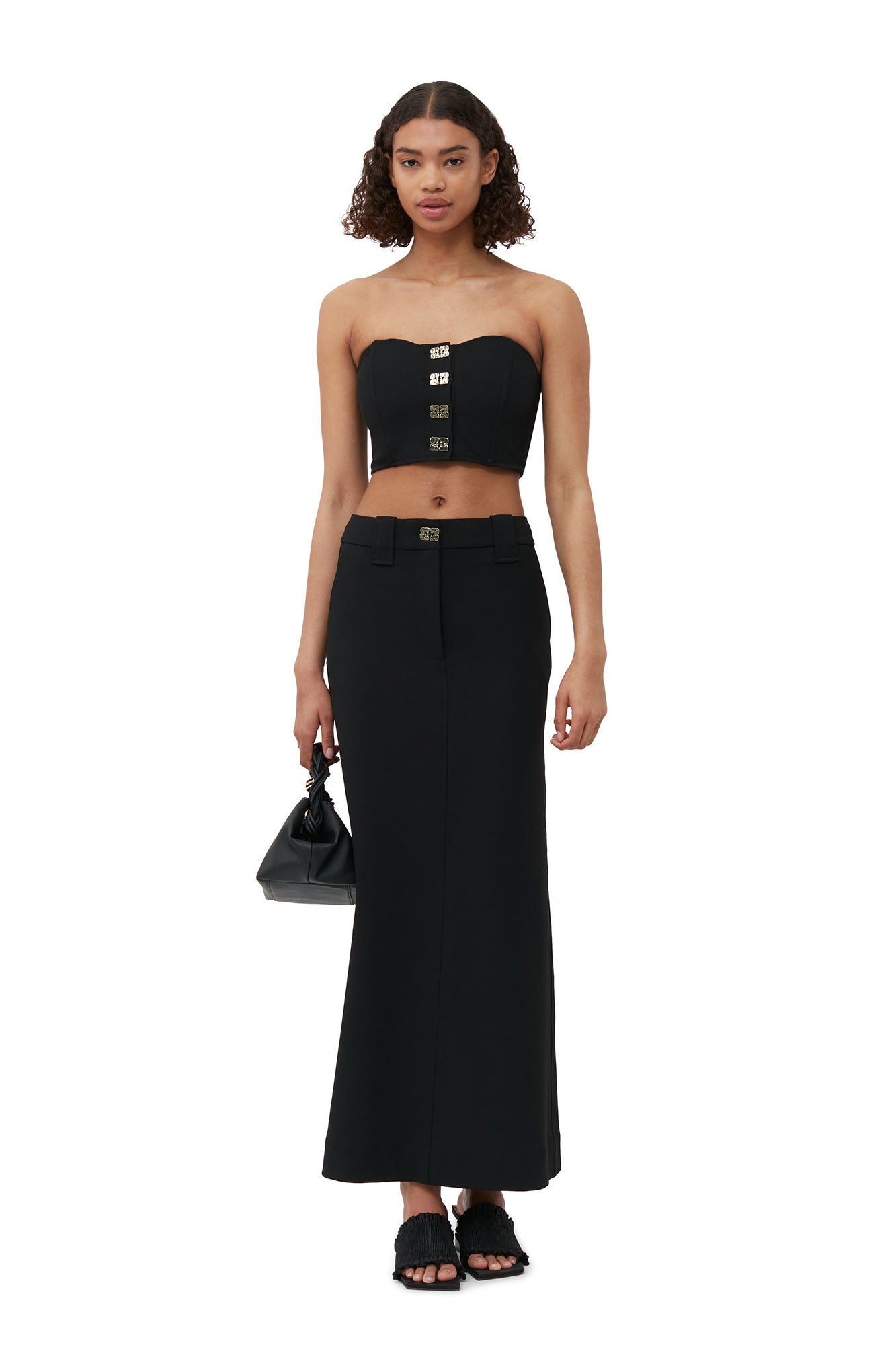 Stretch Suiting Corsage Top | Black